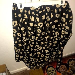 High low mid calf length skirt, leopard print 3x